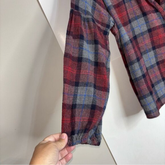 Zara Women's Medium Plaid Button Shirt V-neck Tunic Top Western Fall - Picture 5 of 8